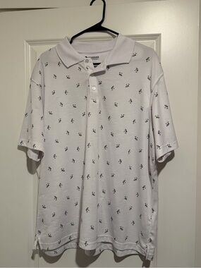 Villager White Polo with Small Black Golf Player Motif